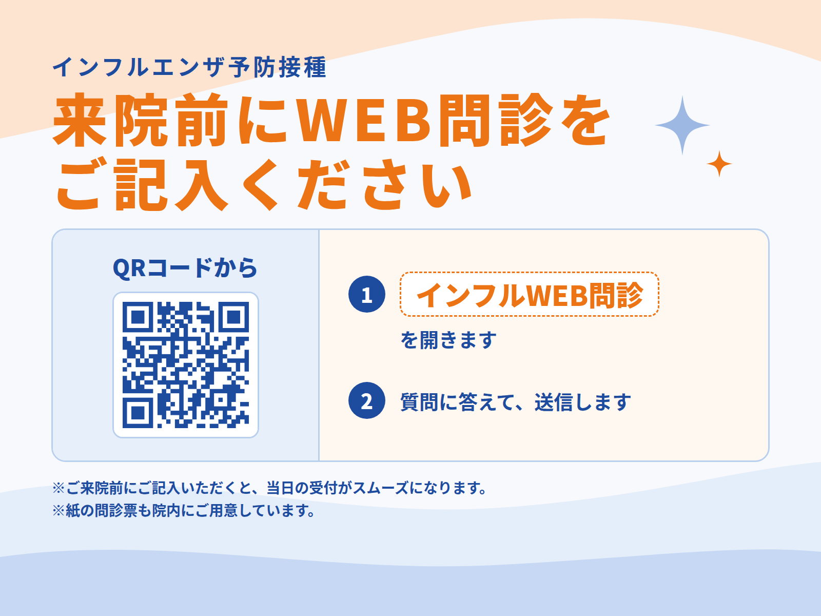 インフルエンザ予防接種 来院前にWEB問診をご記入ください